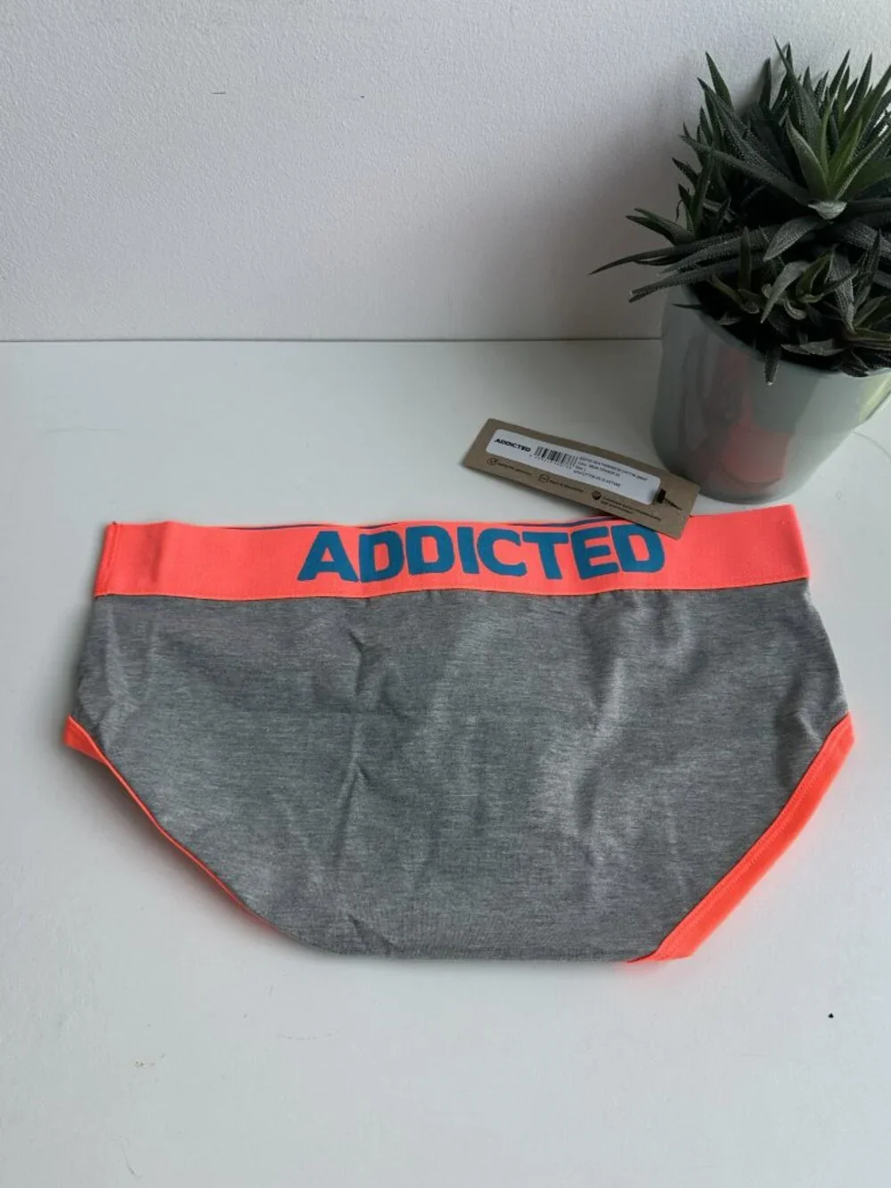 Addicted - Heather Neon Cotton Brief - Gray / Neon Orange (L)